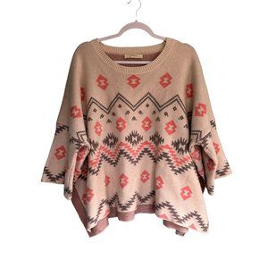 A Beautiful Soul Oversized Side Split Drop Shoulder‎ Sweater Boho Aztec Fall